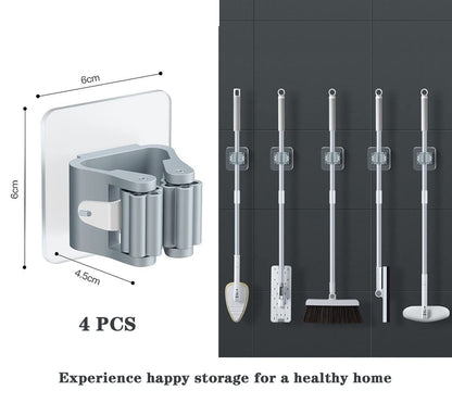 Space-Saving Mop & Broom Hanger – Strong Grip Wall Holder for Home & Kitchen