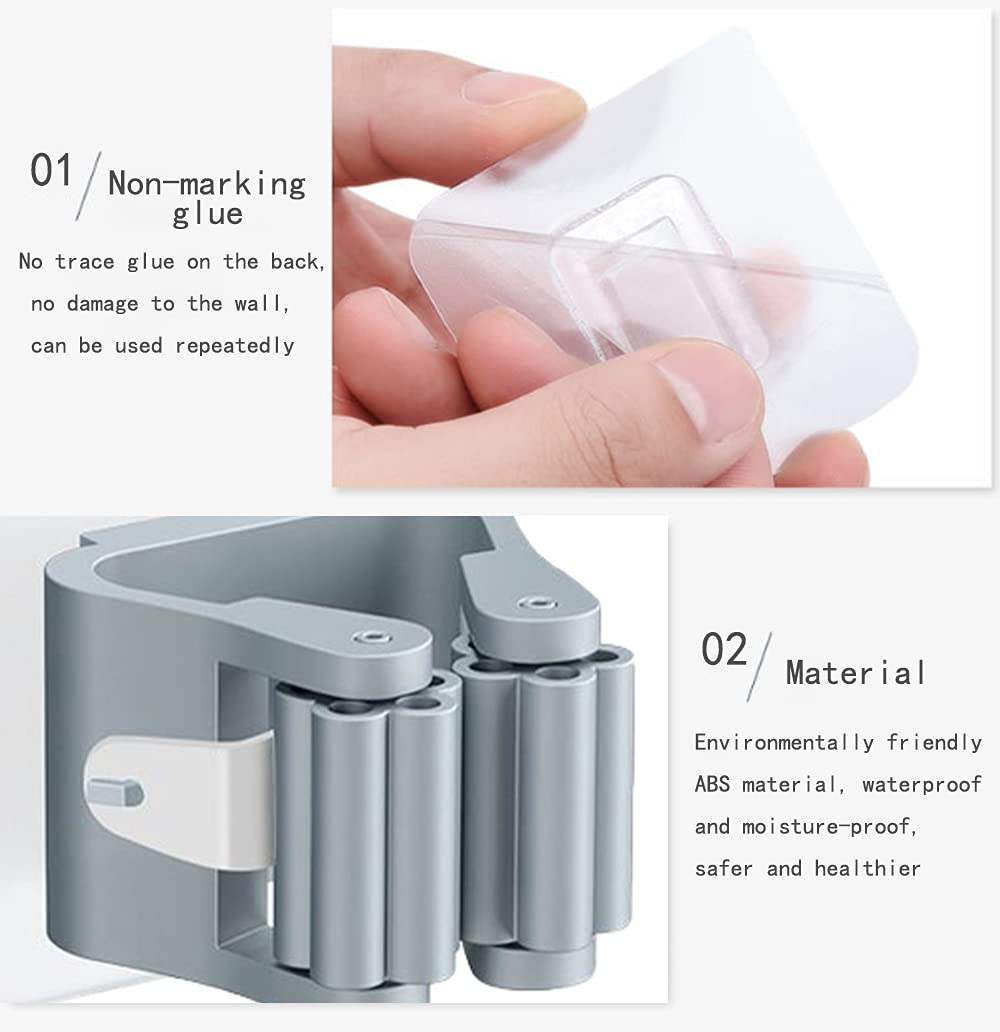 Space-Saving Mop & Broom Hanger – Strong Grip Wall Holder for Home & Kitchen