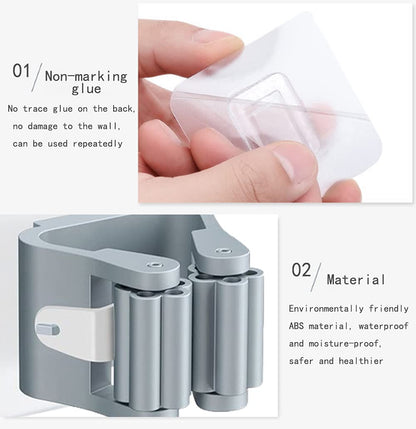 Space-Saving Mop & Broom Hanger – Strong Grip Wall Holder for Home & Kitchen