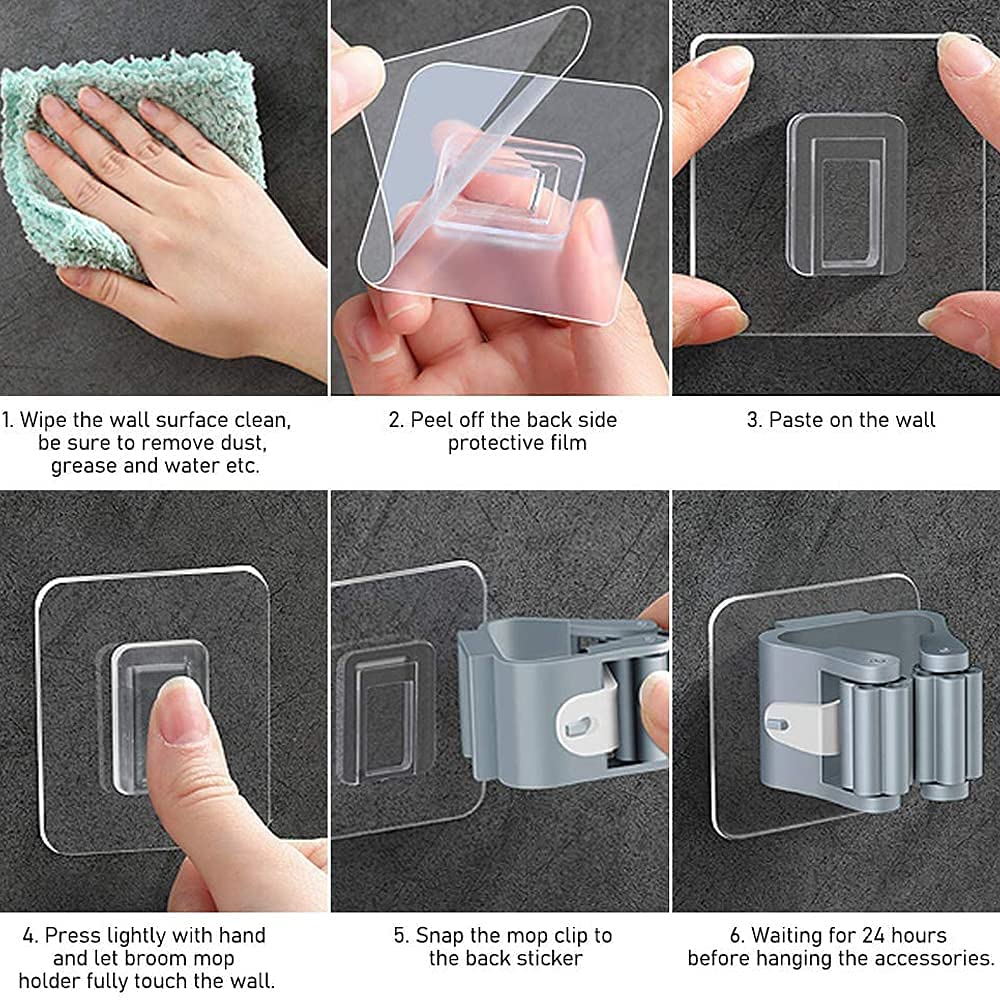 Space-Saving Mop & Broom Hanger – Strong Grip Wall Holder for Home & Kitchen